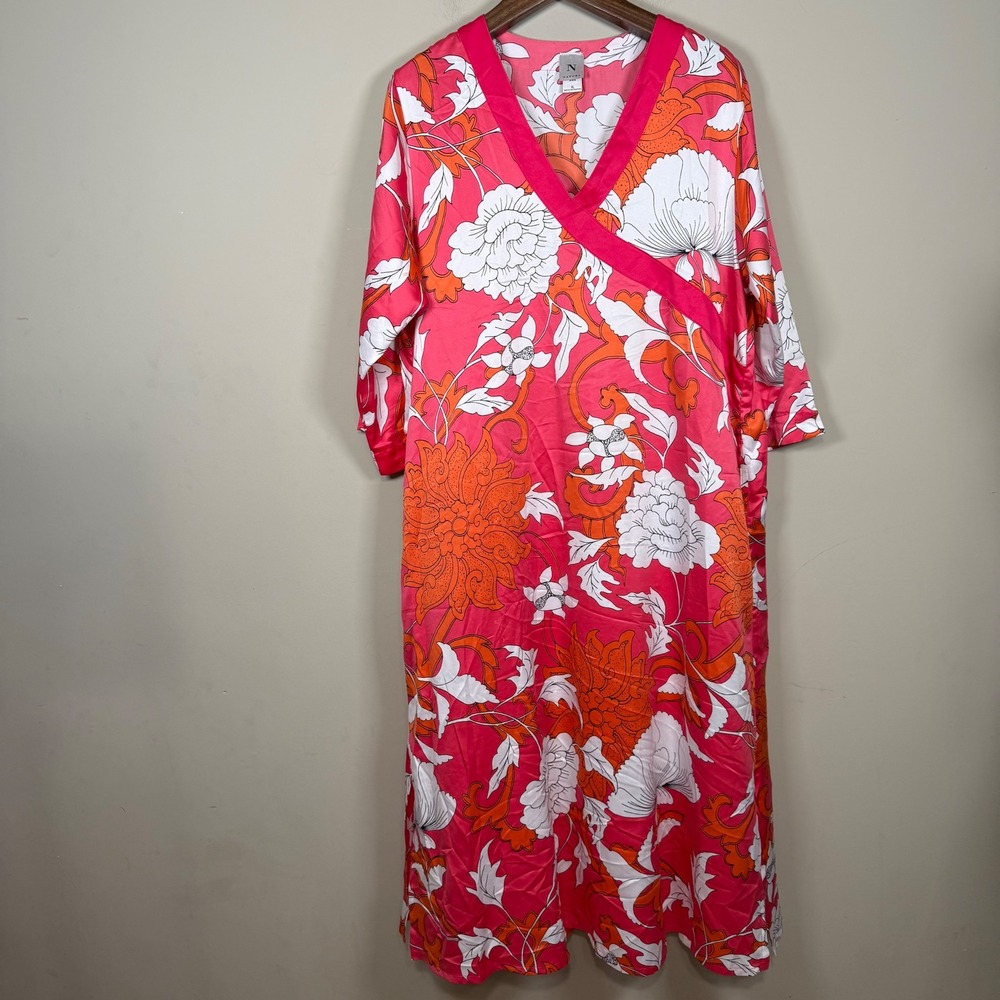 Natori Pink/Orange/White Floral Kaftan XL Read